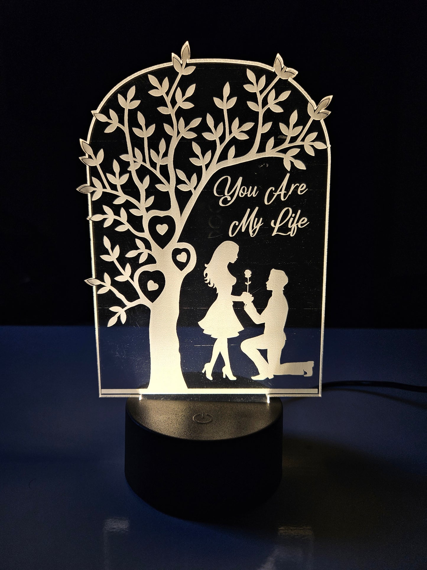 Valentine Day Special 3D Illusion Night Light Lamp Gift for Wife (Warm White)