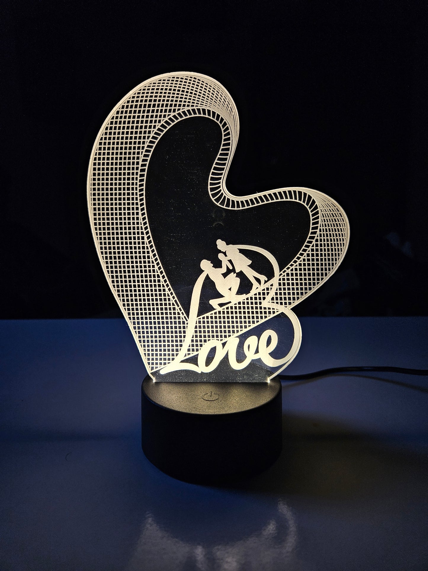 Valentine Day Special 3D Illusion Night Light Lamp Gift for Wife (Warm White)