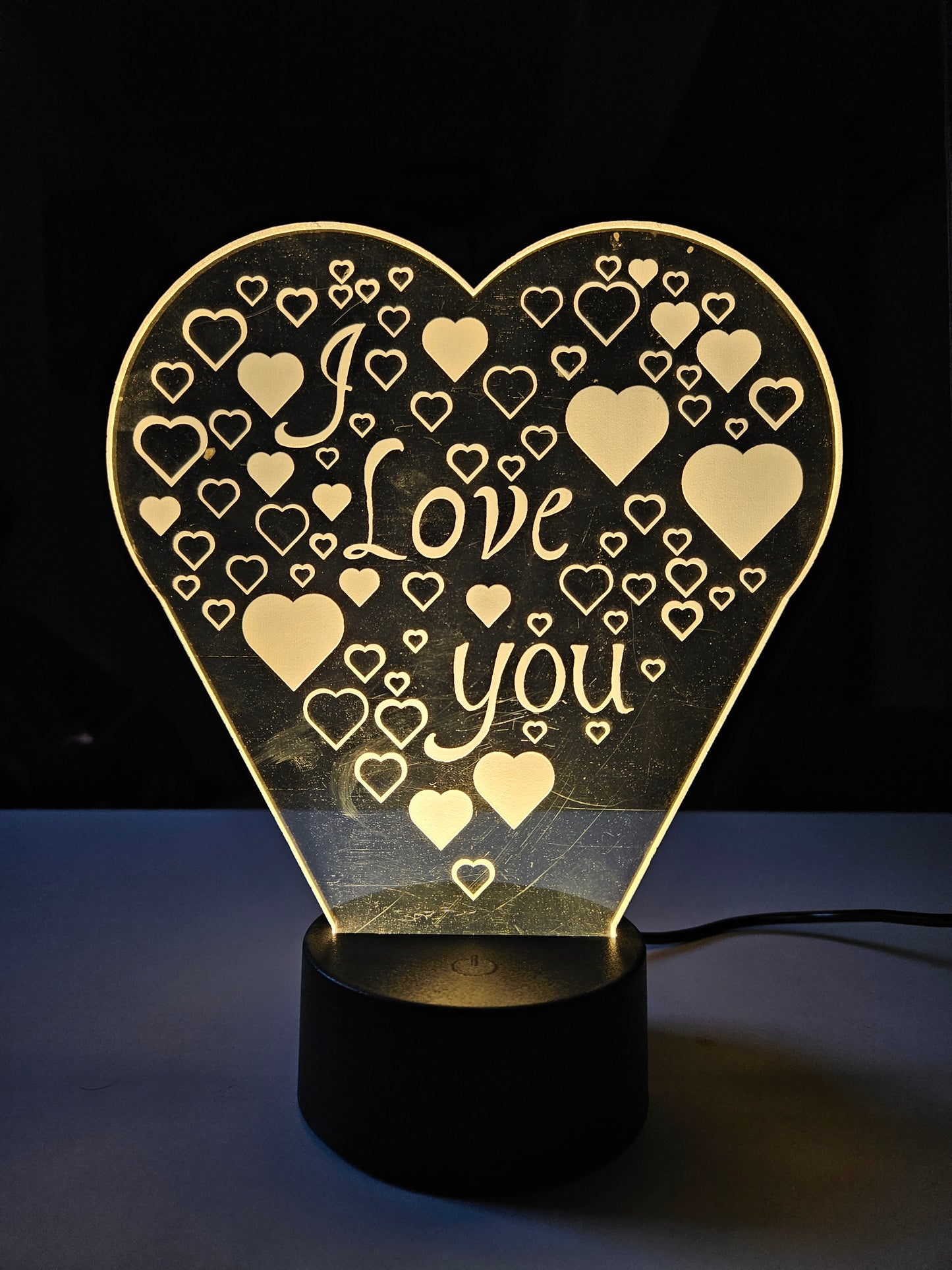 Valentine Day Special 3D Illusion Night Light Lamp Gift for Wife (Warm White)