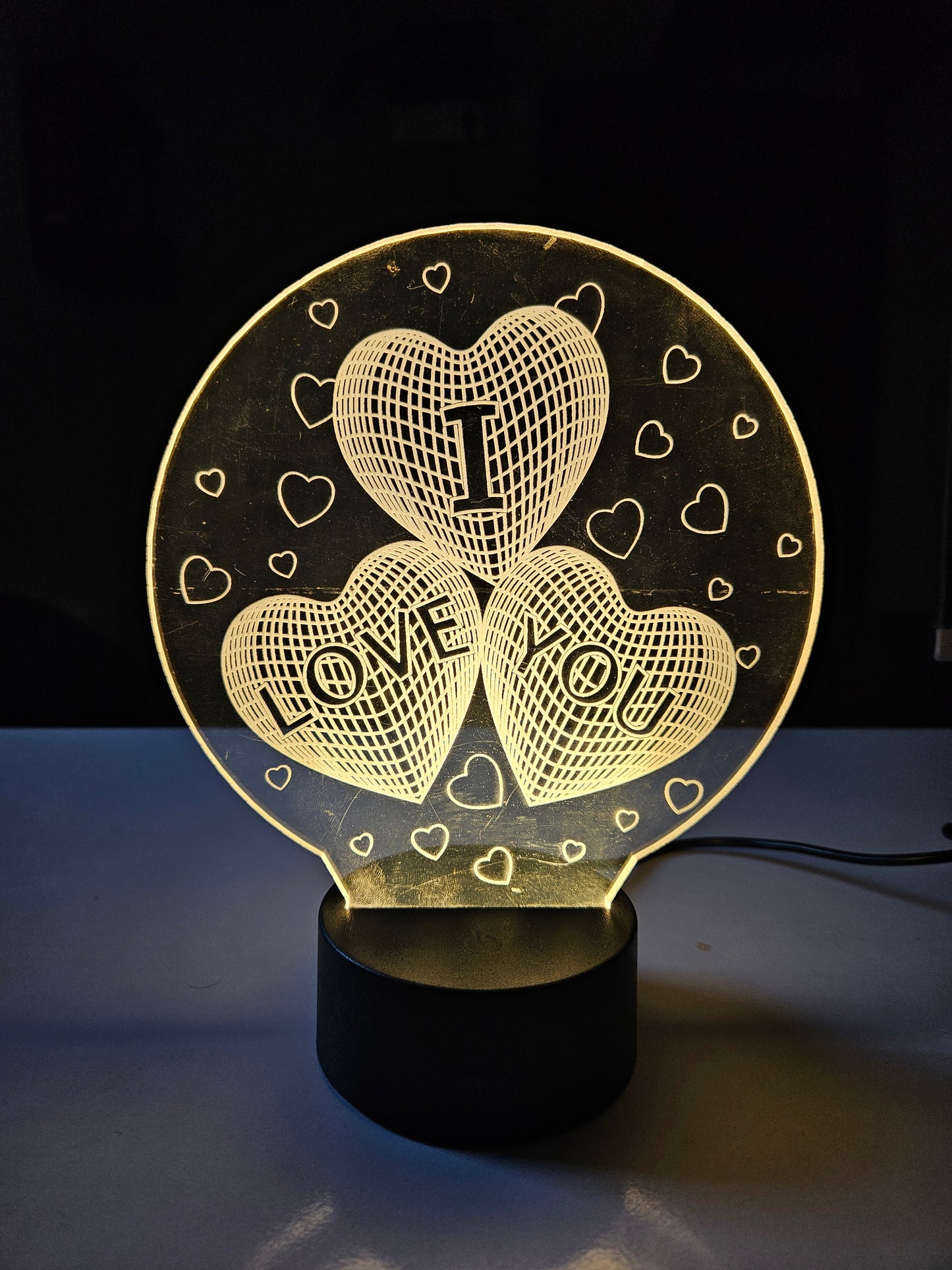 Valentine Day Special 3D Illusion Night Light Lamp Gift for Wife (Warm White)
