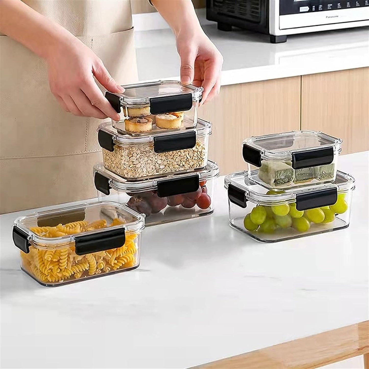 Speckles Set Of 3 Freshlock 3-Piece Set Mixed Size Plastic Food Storage Meal Prep Container Set