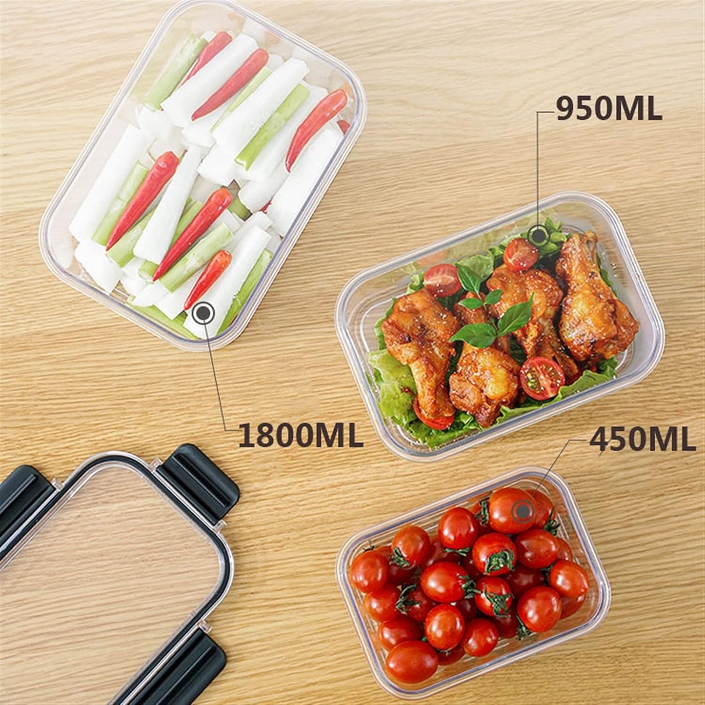 Speckles Set Of 3 Freshlock 3-Piece Set Mixed Size Plastic Food Storage Meal Prep Container Set