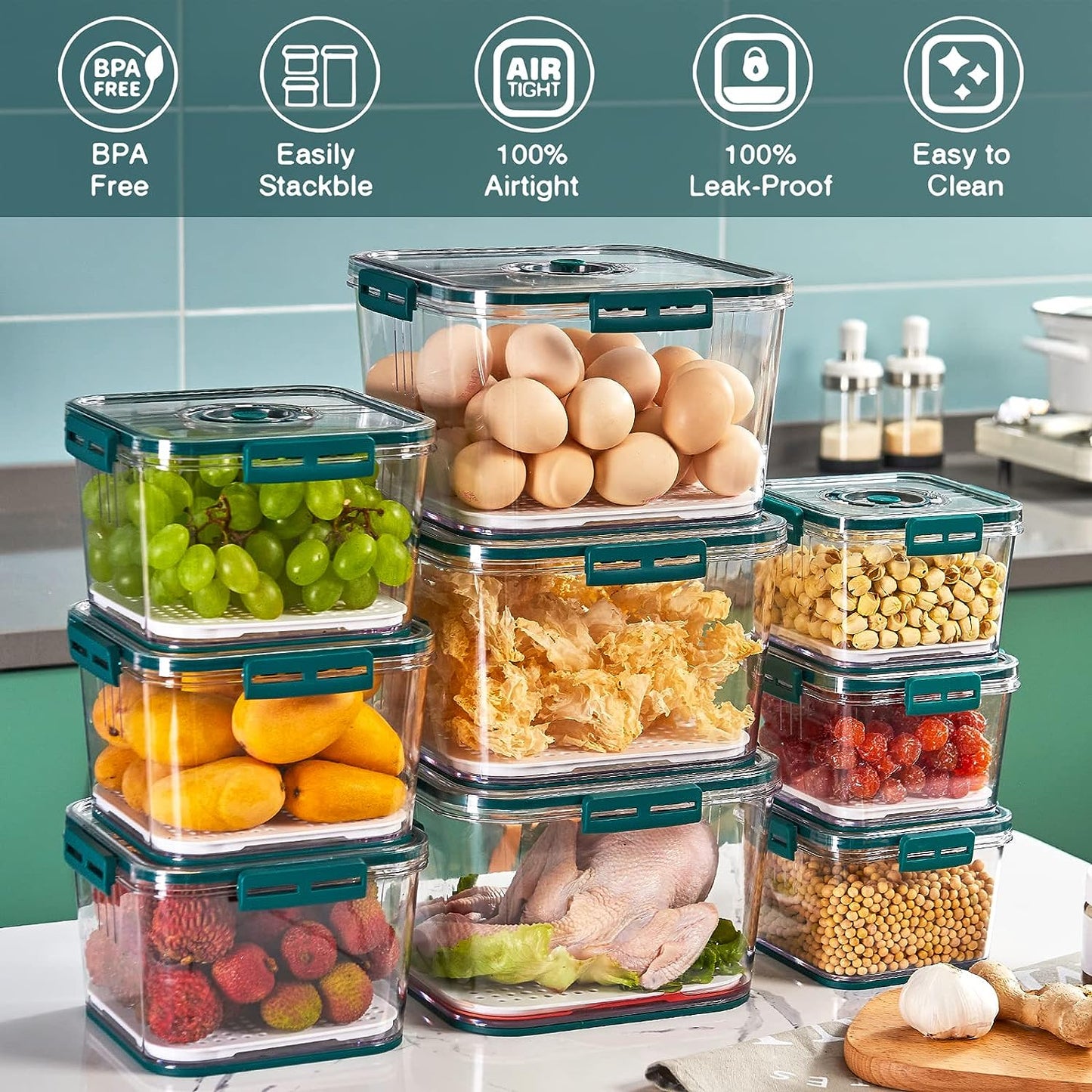SPECKLES® Air Tight Container World's First BPA Free Plastic Fridge Storage Container