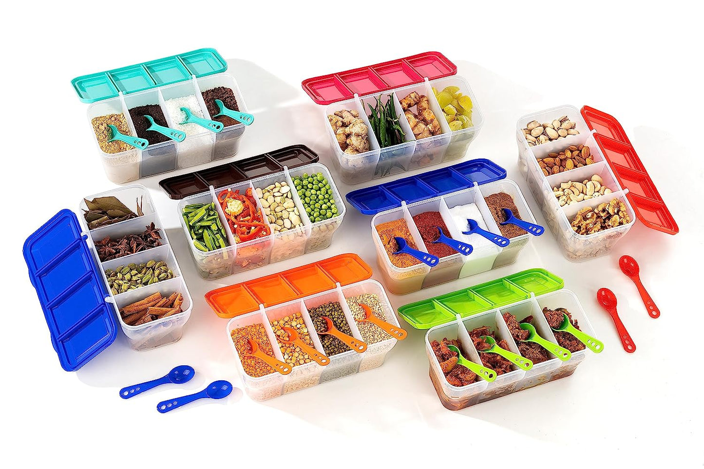 SPECKLES® Multipurpose Plastic 4 In 1 Masala Box for Kitchen
