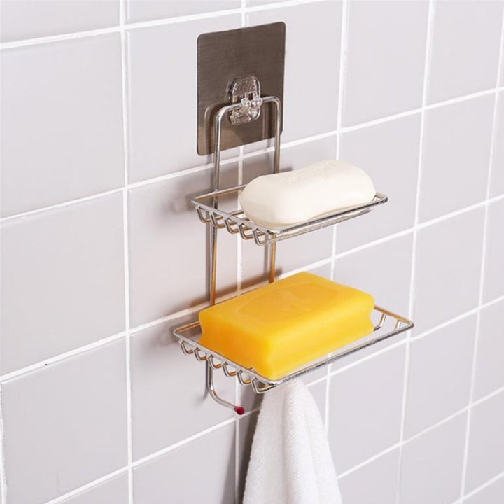 Shelf- Adhesive Metal Soap Storage Rack (Pack Of 2)