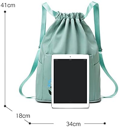 Waterproof Drawstring Gym Backpack Embroidery Lightweight Oxford Shoulders Bag Travel Bag for Women