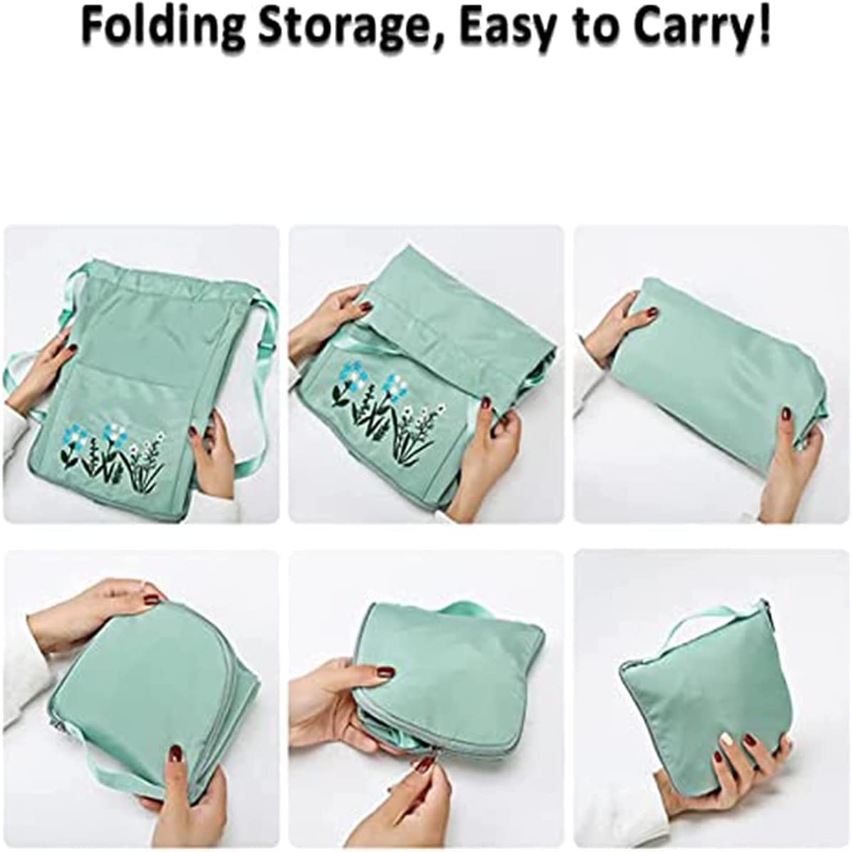 Waterproof Drawstring Gym Backpack Embroidery Lightweight Oxford Shoulders Bag Travel Bag for Women