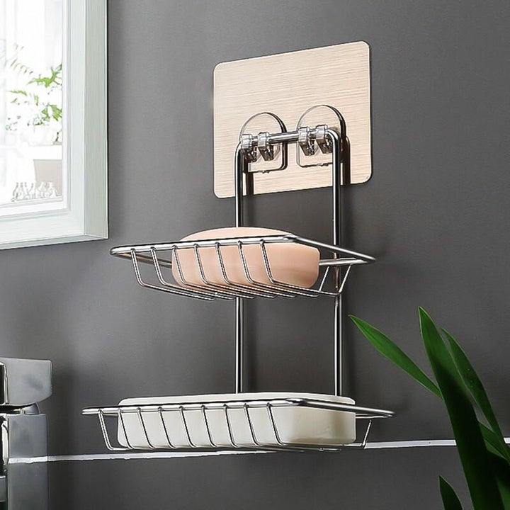 Shelf- Adhesive Metal Soap Storage Rack (Pack Of 2)