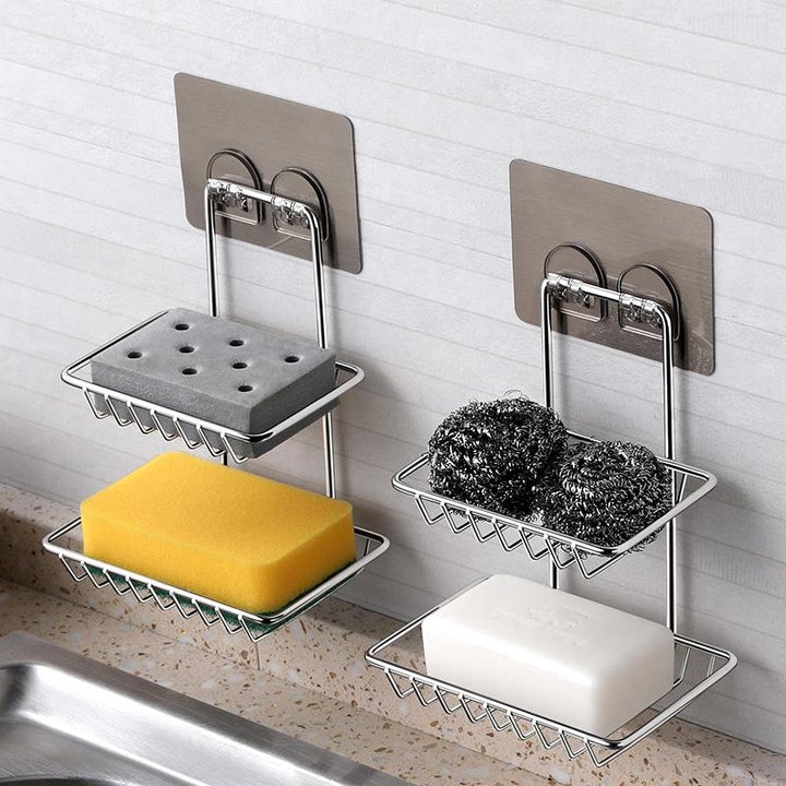 Shelf- Adhesive Metal Soap Storage Rack (Pack Of 2)