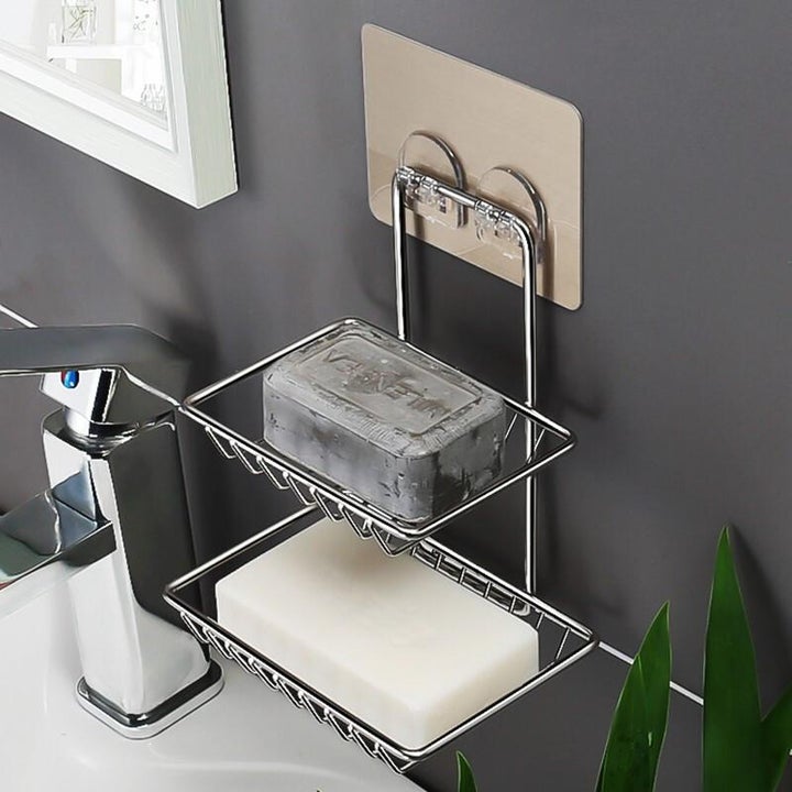 Shelf- Adhesive Metal Soap Storage Rack (Pack Of 2)