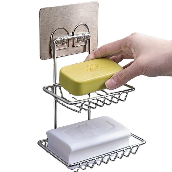Shelf- Adhesive Metal Soap Storage Rack (Pack Of 2)