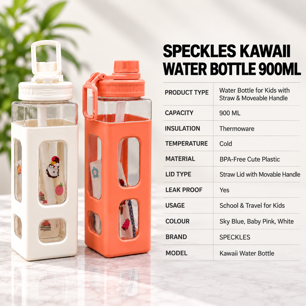 Speckles Kawaii Water Bottle 900ML