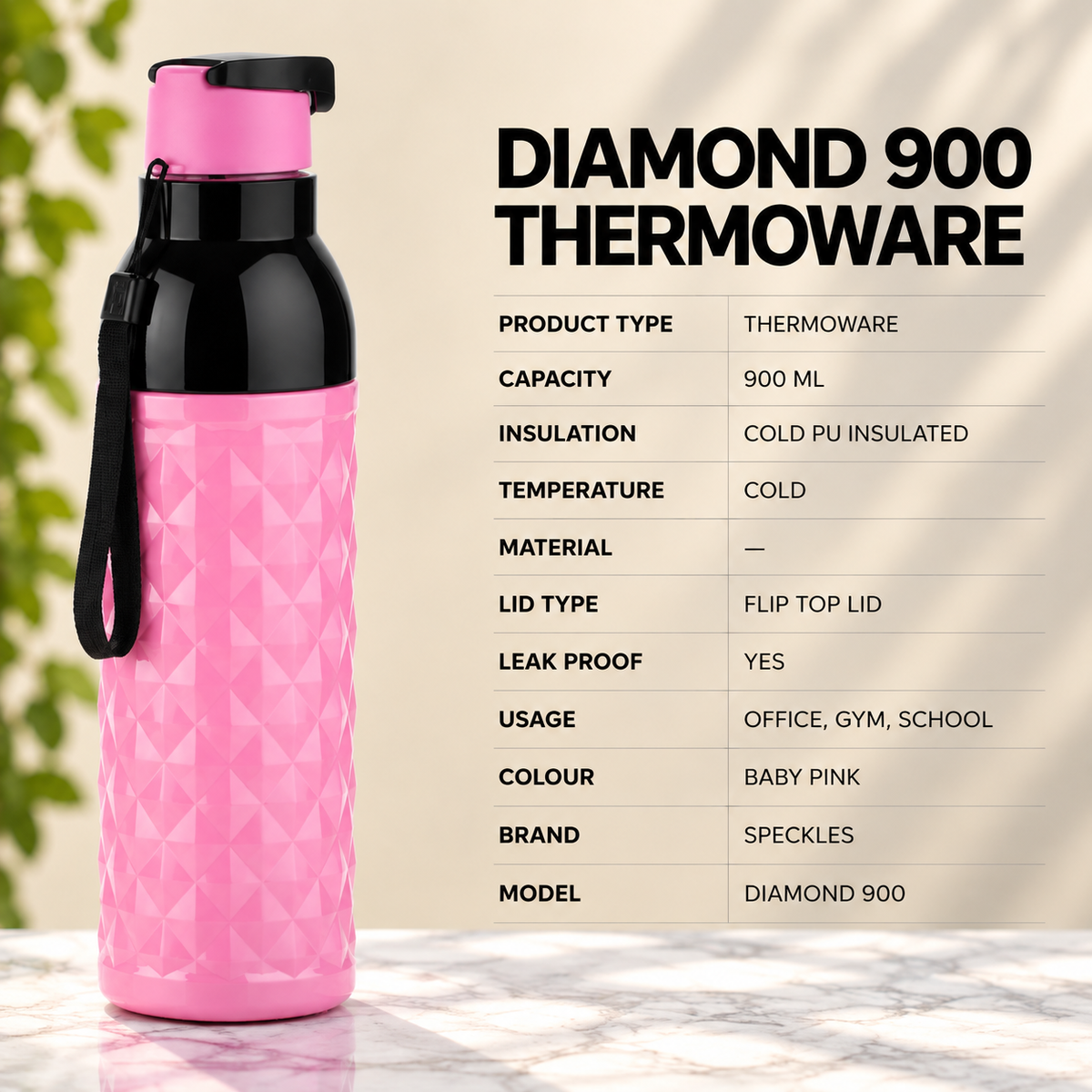 Pink Diamond 900ML Thermoware
