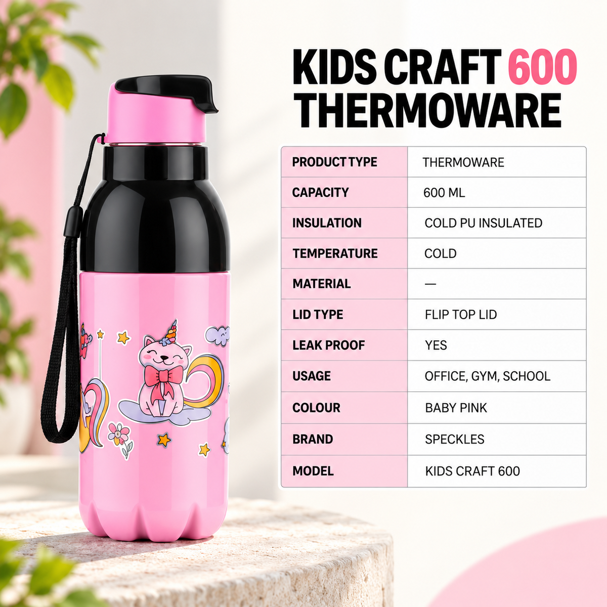Pink Kids Craft 600ML Thermoware