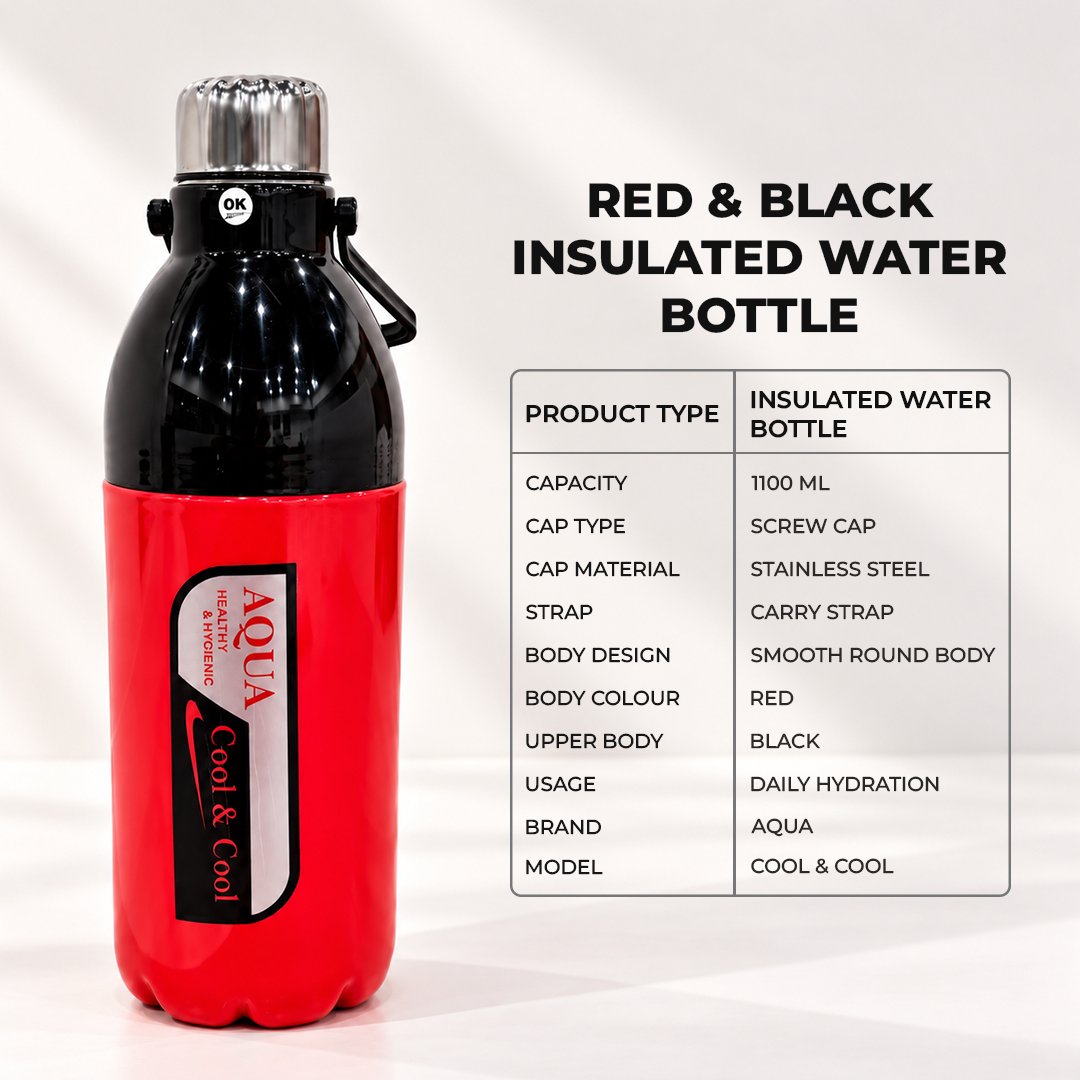 Red & Black Insulated Water Bottle