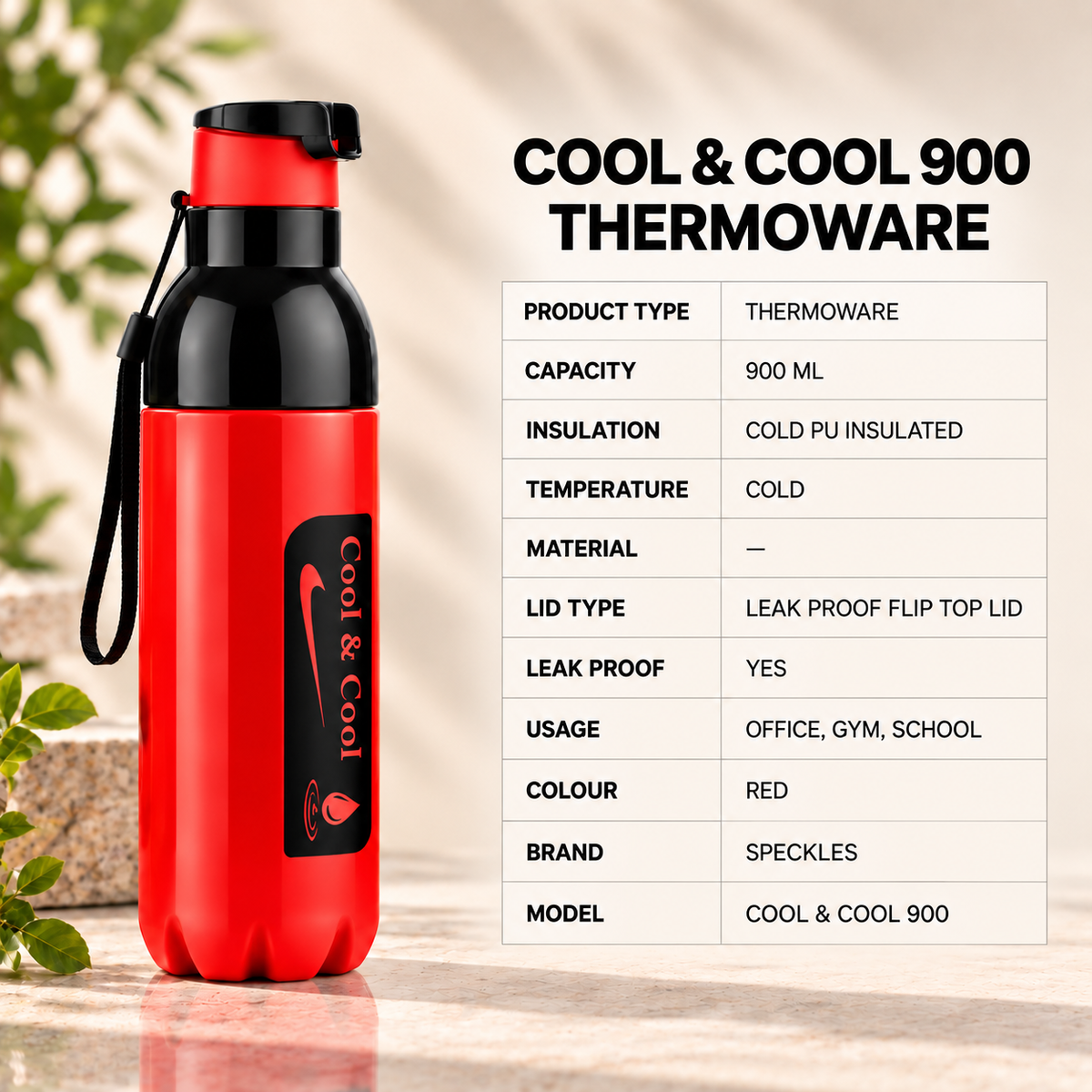Speckles Red Cool & Cool 900ML Thermoware