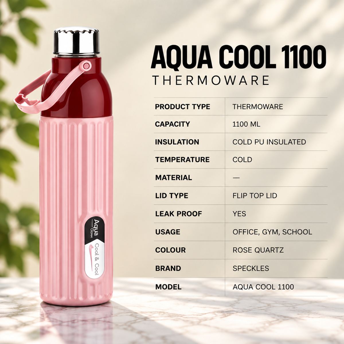 Pink Speckles Aqua Cool 900ML Thermoware
