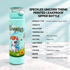 Speckles Unicorn Theme Printed Leakproof Sipper Bottle